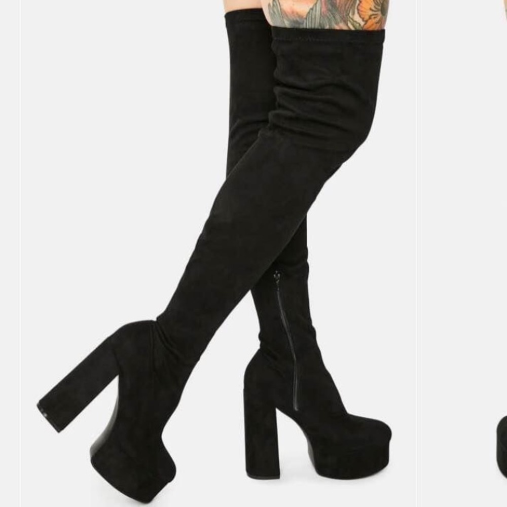 Dolls kill thigh high black boots